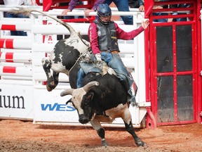 Bullrider Zane Lambert riding Twenty To Life at this year's Calgary Stampede. The bull riding competition starts in Ottawa at TD Place.