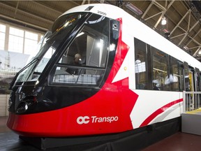 The future of transit in Ottawa - a full-sized mock-up of the Alstom Citadis Spirit light rail vehicle that will be used on the O-Train Confederation Line, the backbone of Ottawa‚Äôs new light rail transit system was unveiled at a ceremony at Lansdowne Park Thursday January 29, 2015.