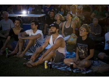The Tragically Hip's final concert that took place in Kingston was projected in Parkdale Park for a large crowd of fans.