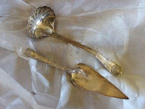 This silver ladle and cake server from Tiffany & Co. are scarce pieces that would have originally been bought by wealthy families in the late 1800s. They are worth about $1,250 or more.