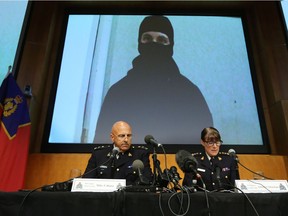 RCMP Assistant Commissioner Mike Cabana and Assistant Commander for Ontario Jennifer Strach speak during a press conference in August about Aaron Driver, a Canadian ISIL sympathizer who was shot dead in Strathroy, Ont. after setting off an explosive device.