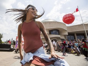 Various dance groups including Bboyizm, Luv2Groove, PNL Dance Co., Propeller Dance and The Flava Factory help mark the start of the 150-day countdown to the year-long celebration of the 150th anniversary of Confederation at the Canadian Museum of History in Gatineau, QC Thursday August 04, 2016.