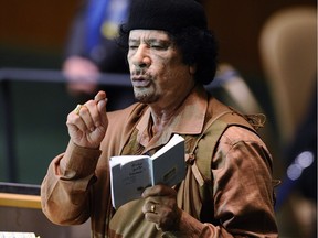 Saturday, September 26, 2009 Page A5
NEW YORK - SEPTEMBER 23:  Libyan leader Col. Moammar Gadhafi addresses at the 64th General Assembly at United Nations Headquarters on September 23, 2009 in New York City.