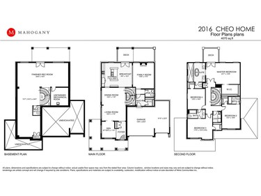 Floor plan: Floor plan of the 2016 CHEO Dream Home, a four-bedroom home with a walkout basement in the Mahogany community in Manotick. The home is based on Minto’s Okanagan model and features more than 4,070 square feet of finished living space.