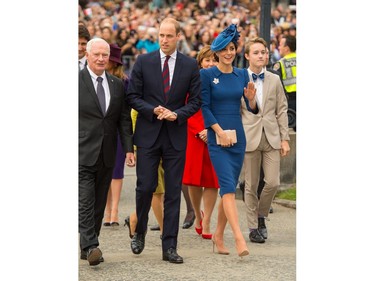 VICTORIA, BC - SEPTEMBER 24:   Prince William, Duke of Cambridge, Catherine, Duchess of Cambridge attend an official welcome ceremony at the Legislative Assembly of British Columbia at Victoria International Airport on September 24, 2016 in Victoria, Canada.