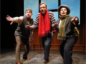 Cast members of the Great Canadian Theatre Company's production of Angel Square (from left) Robert Marinier, Bruce Spinney and Mary Ellis run through a scene for media Thursday November 26, 2015.
