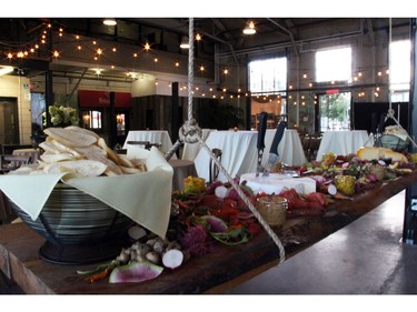 Check out this suspended swing of charcuterie featured at the Thyme and Again Creative Catering and Take Home Food Shop's 25th anniversary party,  held Friday, September 9, 2016, at the Horticulture Building at Lansdowne. (Caroline Phillips / Ottawa Citizen)