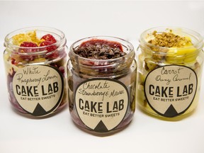 Creations from Cake Lab include (L-R) White Raspberry Lemon, Chocolate Strawberry and Mousse, and Carrot Orange Caramel.