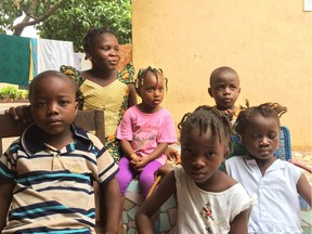 Children at a makeshift orphanage in the capital of Guinea.
