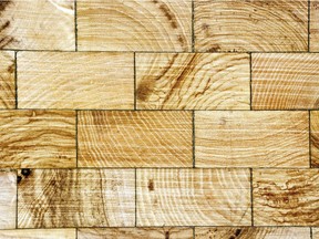 End grain flooring is made from wood cut to expose growth rings on travelled surfaces. It's harder and more visually interesting than conventional wood flooring.