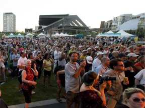 Fans enjoying The Tubes performing at CityFolk taking place on The Great Lawn at Lansdowne Park in Ottawa on Wednesday September 16, 2015.