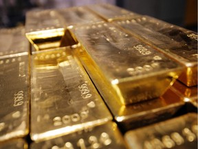 A file photo of gold bars.