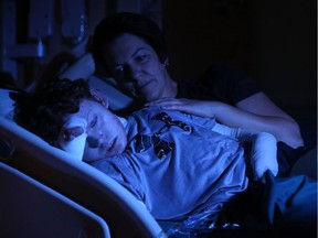 Jonathan Pitre and his mother at a hospital in Minnesota, where he went a perhaps life-changing stem-cell transplant.