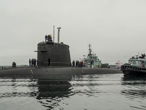 French Submarine Perle SSN arrives at Halifax Harbour on September 7, 2016 to take part in Exercise CUTLASS FURY.  

Photo: LS , Laurance Clarke 12 Wing Imaging Services, Shearwater, N.S
SW08-2016-0227-009