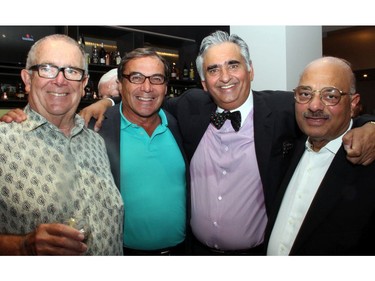 From left, Jim Taggart (Taggart Group) and prominent project manager Graham Bird with Bill Malhotra (Claridge Homes) and Kris Singhal (Richcraft Homes) at the grand opening party hosted by Malhotra for the new Andaz luxury boutique hotel in the ByWard Market.