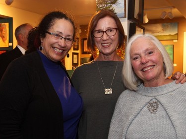 From left, Ottawa singer Maria Hawkins with Jeanne Inch, vice chair of the GCTC, and arts patron Barbara McInnes at the PAL Ottawa benefit soirée held at Cube Gallery on Thursday, September 29, 2016, to help aging artists maintain a decent standard of living.