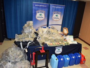 Drugs and cash seized by Gatineau police Thursday night.