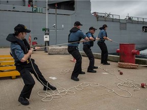 RCN ensign on HMCS Halifax. (Canadian Forces photo).