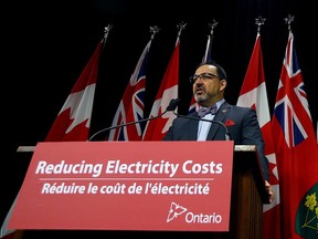 Glenn Thibeault, Minister of Energy announces he will suspend large renewable energy procurement in Toronto, Ont. on Tuesday September 27, 2016. Dave Abel/Toronto Sun/Postmedia Network