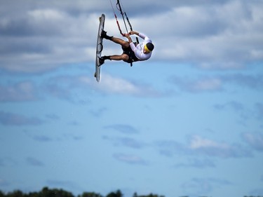 High winds brought the kiteboarders and windsurfers out to the Ottawa River just out from Britannia Beach Sunday September 11, 2016.   Ashley Fraser / Postmedia