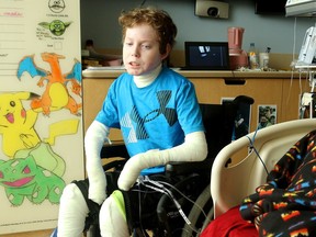 Jonathan Pitre has asked doctors to provide him a written list of the conditions that he has to meet in order to be discharged from hospital. Among other things, he has to be free of complications such as infections, nausea and fevers.