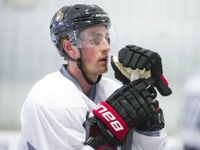 Kyle Turris takes a break at practice on Saturday, Sept. 24, 2016. Reflecting on last season, he says, “It was really frustrating, a real tough year.”