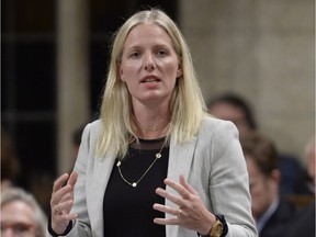 Environment Minister Catherine McKenna answers a question during Question Period in the House of Commons in Ottawa on Monday, September 19, 2016. THE CANADIAN PRESS/Adrian Wyld ORG XMIT: AJW504