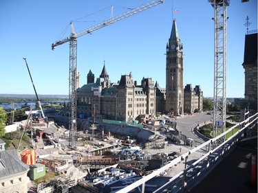 A view of Centre Block from the roof of the West Block.