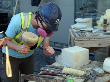 A stone mason at work.