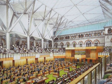 A rendering of the new House of Commons in West Block.