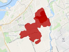 Power outages as of mid-afternoon Friday. Almost 8,000 customers affected.