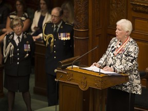 Lieutenant Governor of Ontario Elizabeth Dowdeswell delivers the speech from the throne, opening the second session of the 41st Parliament of Ontario, in Toronto on Monday Sept. 12, 2016.