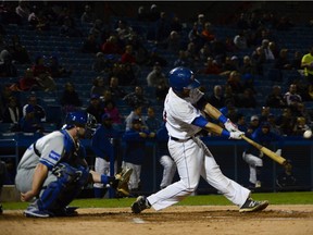 Ottawa Champions player #20 Danny Grauer bats against Rockland Boulders during the game two of the Can-Am league finals  held at Raymond Chabot Grant Thornton field on Wednesday, Sept. 14, 2016.