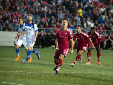 Ottawa Fury FC Ryan Williams reacts to missing a penalty kick.