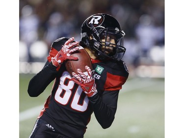 Ottawa Redblacks wide receiver Chris Williams (80) hauls in a pass.