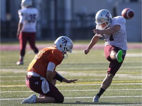 Ottawa Gee Gees kicker Lewis Ward during practice in Ottawa Ontario Wednesday Sept. 28, 2016.