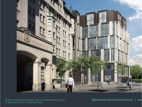 Here's how proposed renovations for Ottawa's Château Laurier would look at the Mackenzie Avenue forecourt.