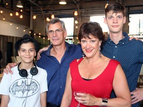 Sheila Whyte, owner of Thyme & Again Creative Catering and Take Home Food Shop, was joined by her husband, Clayton Kennedy, and their sons, Adam Kennedy, 12, and Teagan Kennedy, 17, at a 25th anniversary party she threw at the Horticulture Building at Lansdowne on Friday, Sept. 9, 2016.