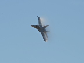 Super Hornet in flight. Photo by David Pugliese.