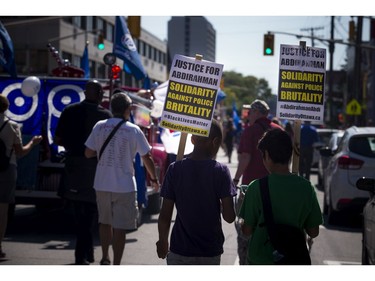 Supporters of Abdirahman Abdi and black lives matter took part in the annual Ottawa Labour Day Parade to celebrate working people Monday September 5, 2016.