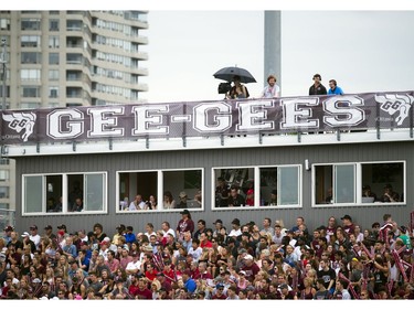 The University of Ottawa Gee-Gees host the McMaster Marauders football team for the home opener on Saturday, September 10, 2016. The stands were filled with excited fans.