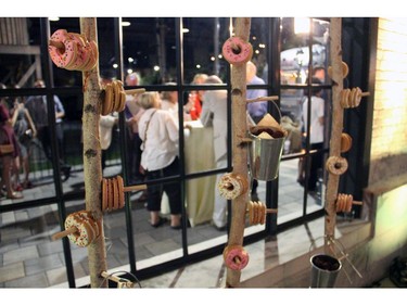 Thyme & Again Creative Catering's home-made birch bark dessert station, featuring cookies and chocolate truffles, as seen at the company's 25th anniversary party, held Friday, September 9, 2016, at the Horticulture Building at Lansdowne. (Caroline Phillips / Ottawa Citizen)