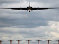 A U-2 Dragon Lady, from Beale Air Force Base, Calif., prepares to land at RAF Fairford, United Kingdom, June 9, 2015. U-2 pilots have a small margin of space to effectively land the plane without causing damage to the aircraft. (U.S. Air Force photo by Staff Sgt. Jarad A. Denton/Released)