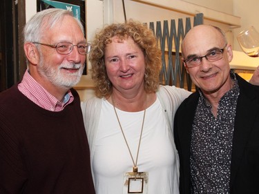 Victoria Steele, executive director of the AOE Arts Council and vice-chair of PAL Ottawa, is flanked by her partner, Tom Lukowski, left, and veteran actor and director John Koensgen at a benefit soirée held at Cube Gallery on Thursday, September 29, 2016.