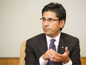 Yasir Naqvi, MPP for Ottawa-Centre and Ontario's Attorney General, speaks with the Ottawa Citizen editorial board Friday, September 23, 2016.