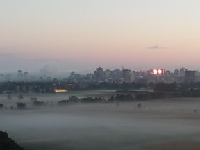 Reddit user FreeEdgar_2013 captured this morning's fog over the capital. Expect a couple of warm days before the weekend chills up.