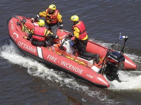 Ottawa Fire Services helped a man back to shore on Sunday after his kayak capsized in the Ottawa River.