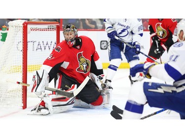 Craig Anderson of the Ottawa Senators is scored on by Steven Stamkos.