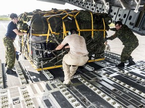 This photo shows DART equipment being loaded on a C-17 for delivery to Nepal in 2015.