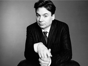 Mike Myers is in town to sign copies of his book (but his hair is all white now).